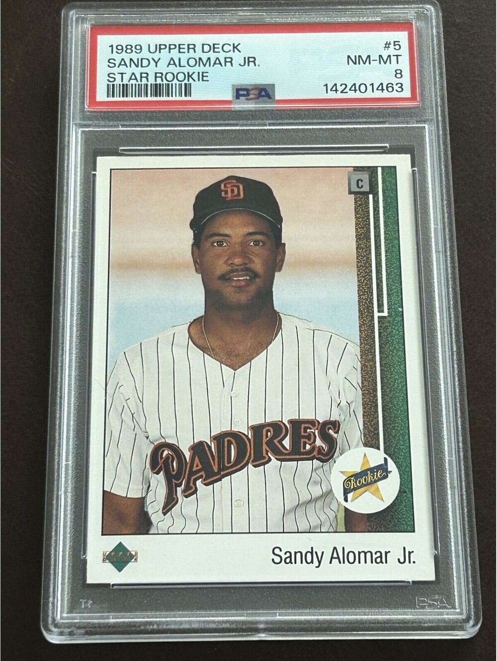 1989 UPPER DECK SANDY ALOMAR JR. STAR ROOKIE #5 PSA GRADED 8 NM-MT VINTAGE RC